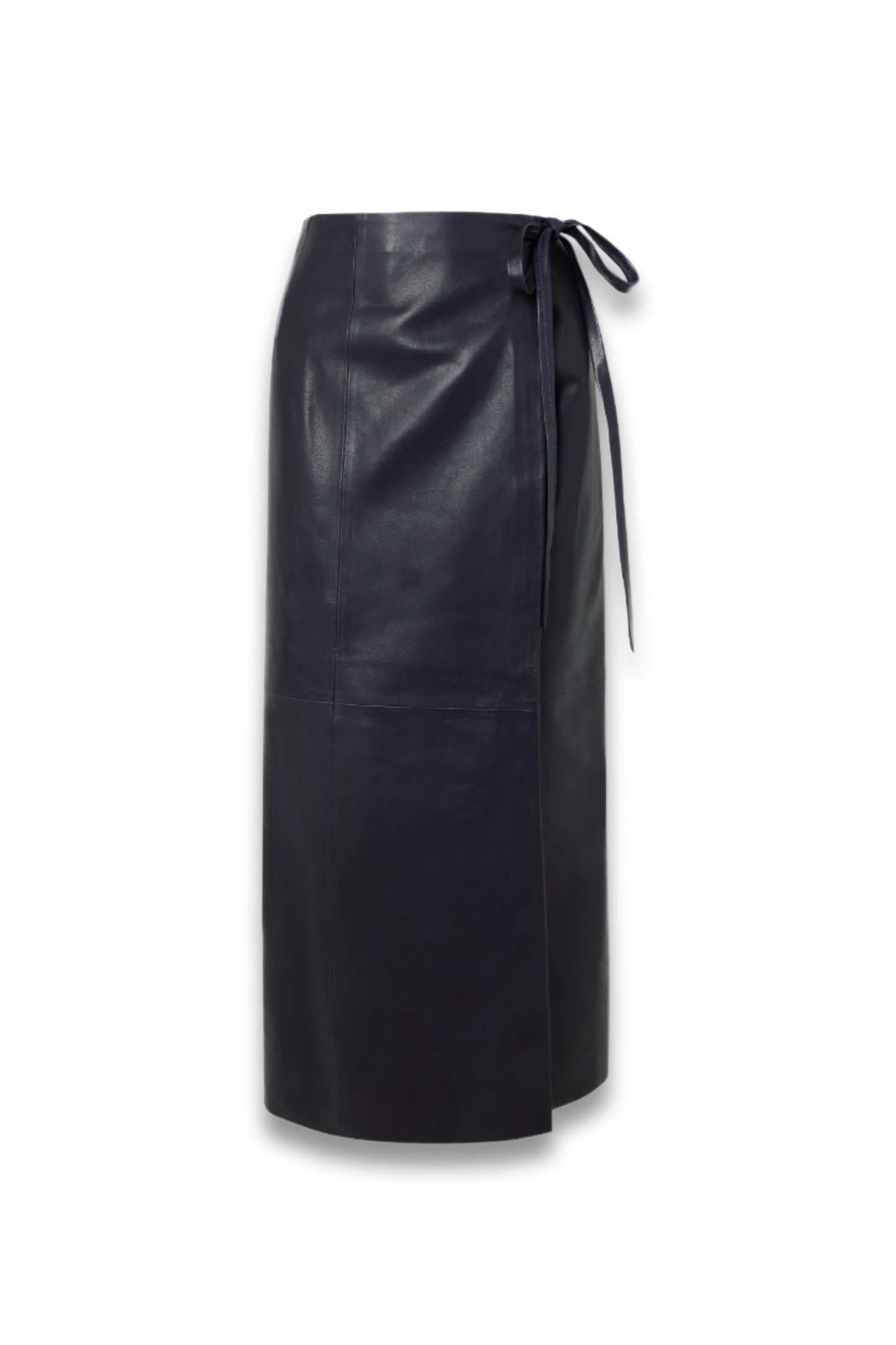 Paneled Leather Maxi Wrap Skirt