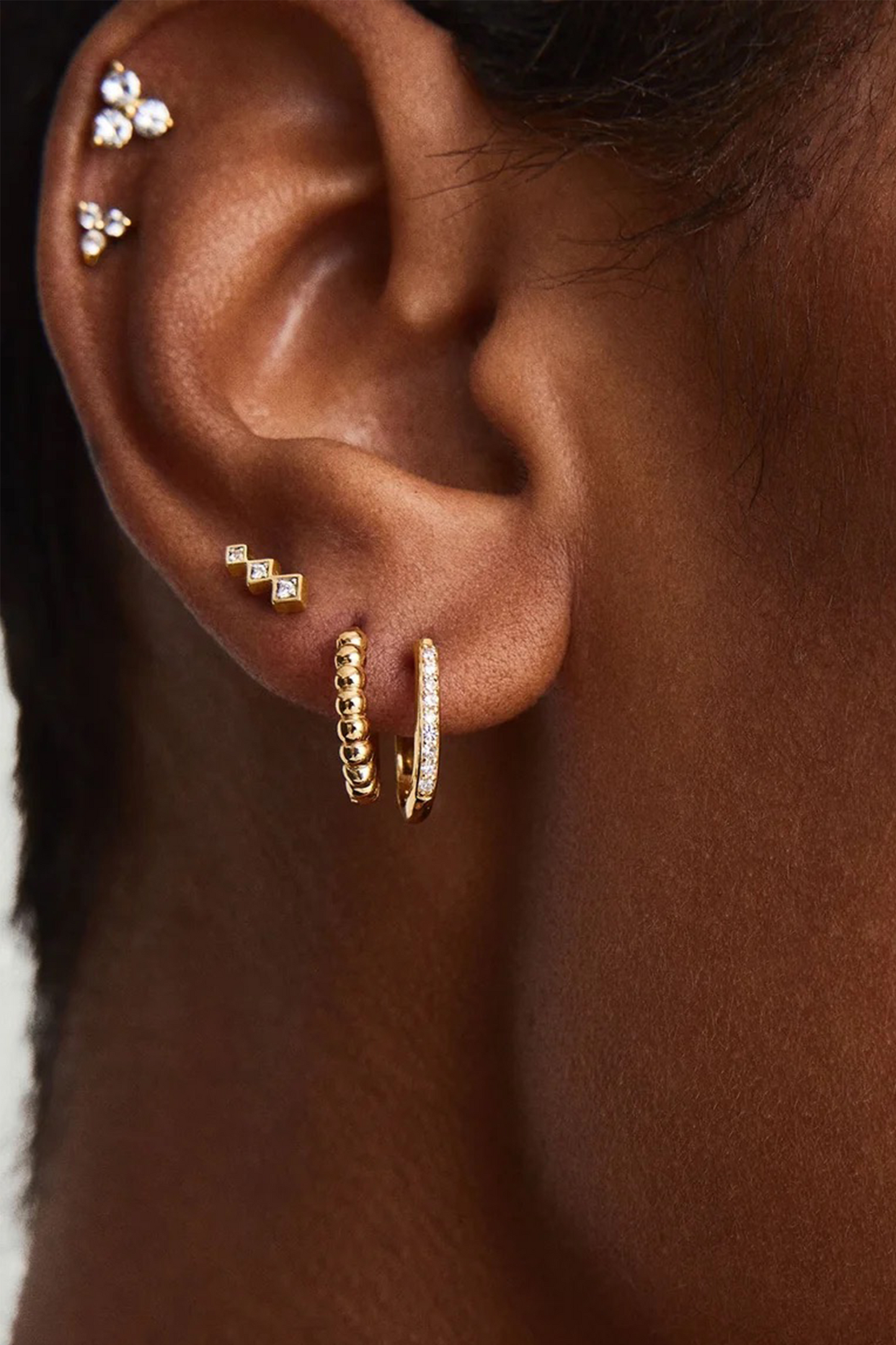 Pavé Diamond Huggie U Hoops