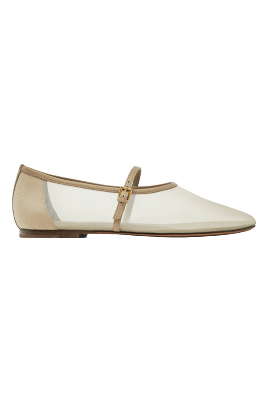 Mesh Ballet Flats With Strap Across The Instep