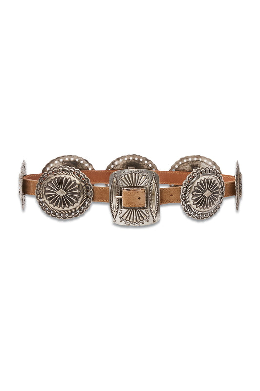 Metal-Accent Suede Belt