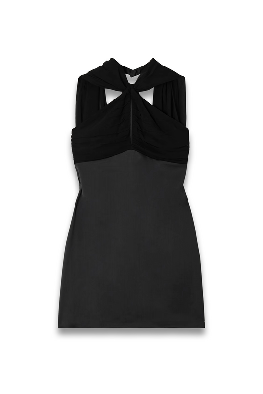 Solene Ruched Chiffon and Satin-crepe Mini Dress