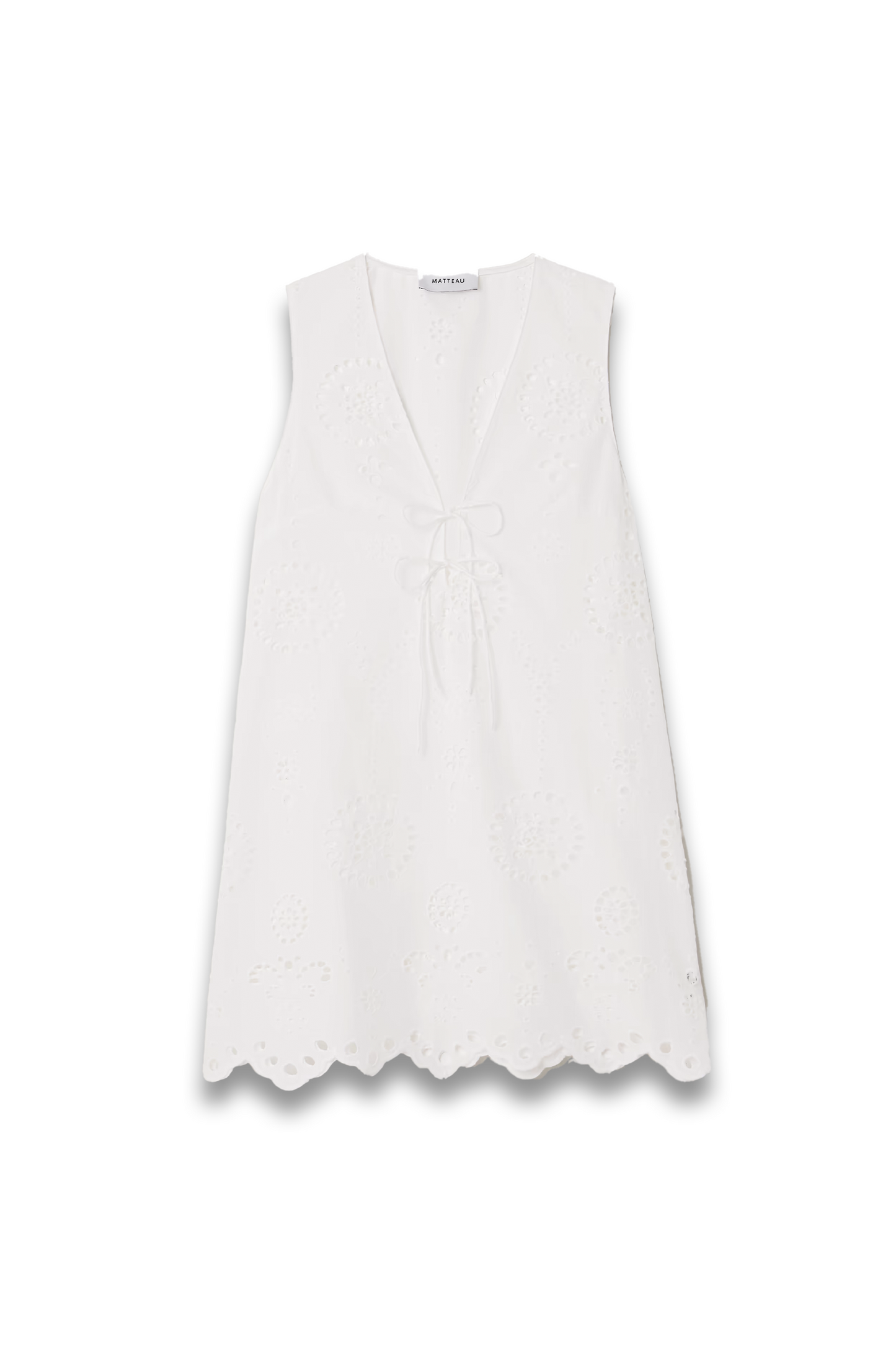Scalloped broderie anglaise cotton mini dress