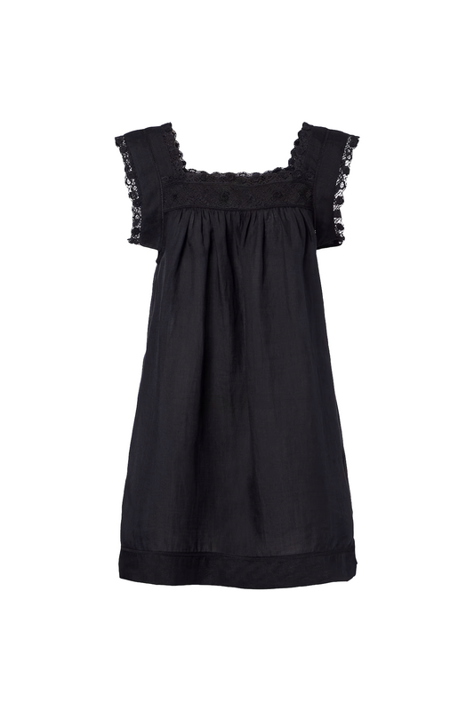 Almadia lace-trimmed ramie minidress