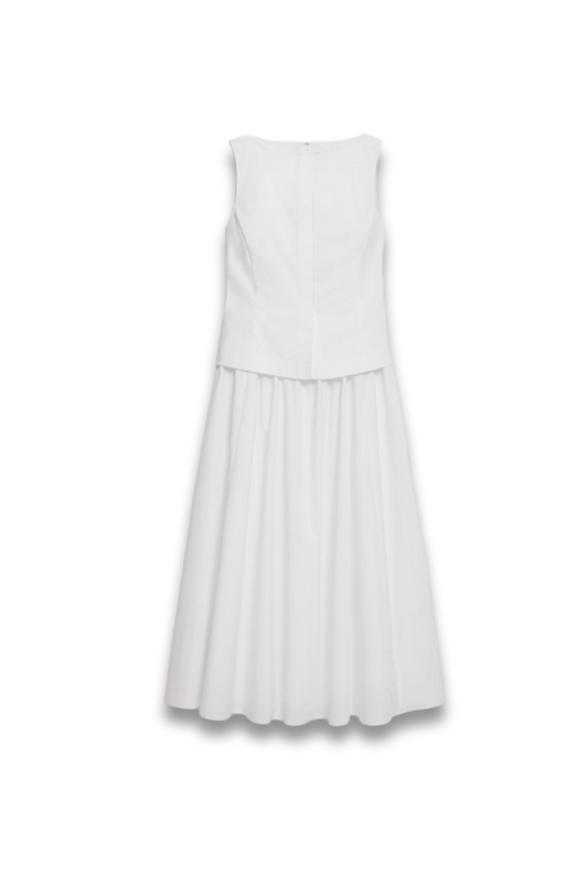 Boatneck Midi Dress in Relaxed Poplin