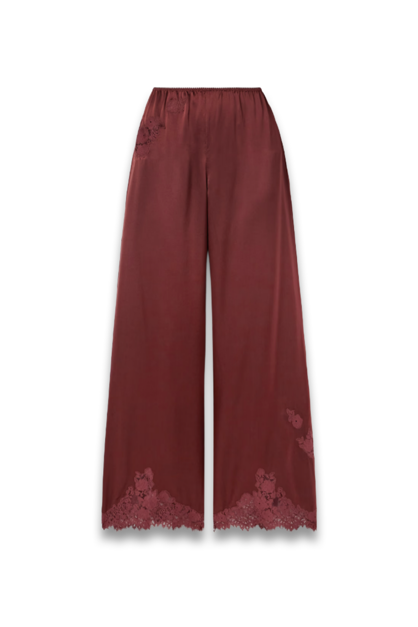 Lavon Lace-Trimmed Silk-Satin Wide-Leg Pants