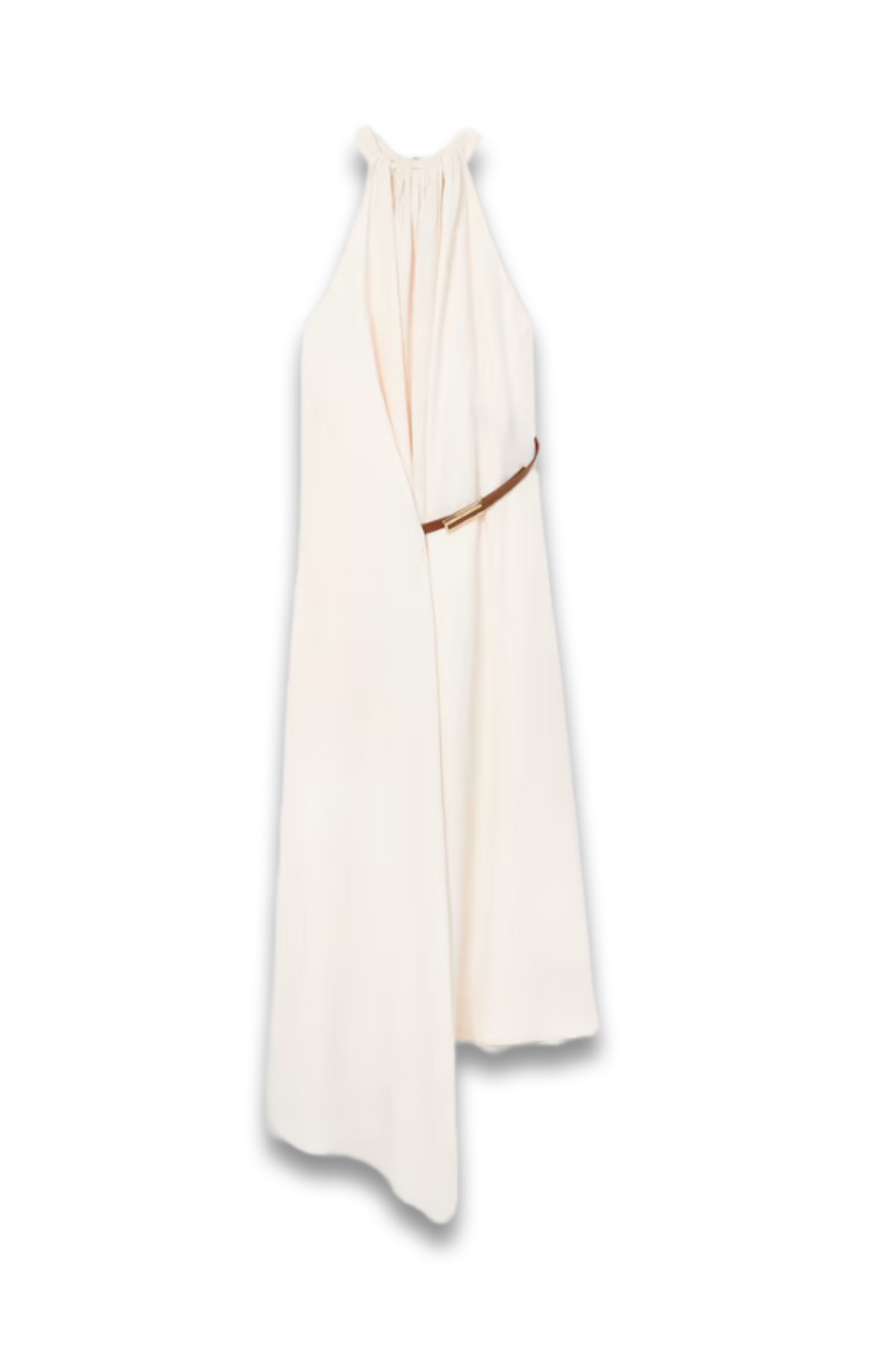 Half-Belt Gathered Maxi Dress In Ivory