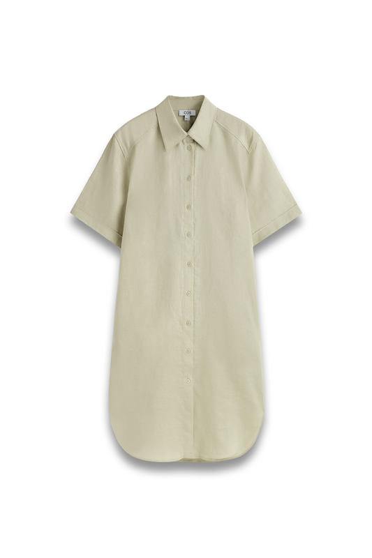 Short-sleeved Linen Shirt Dress