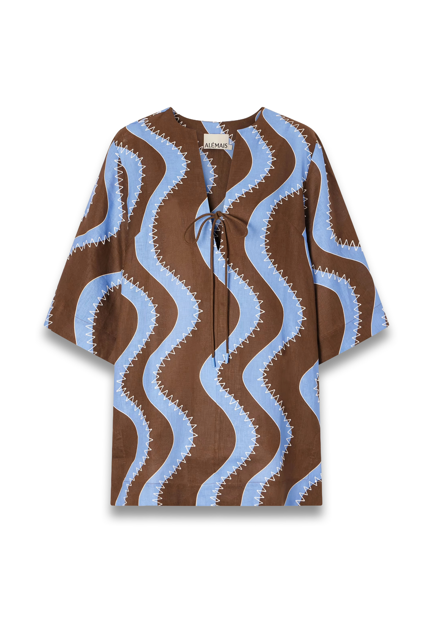 Frankie Printed Embroidered Linen Mini Dress
