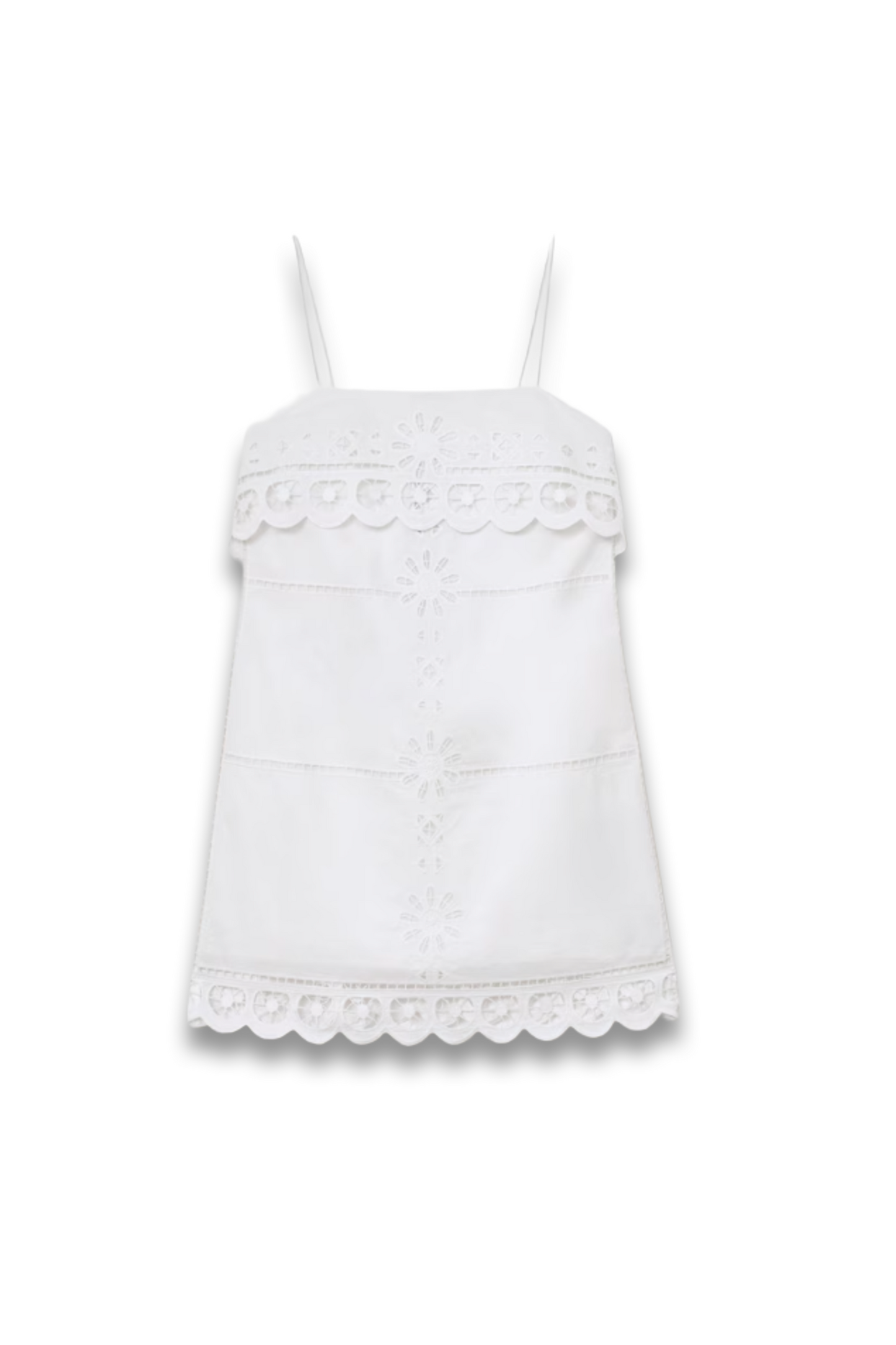 Cotton Lace-Detail Mini Dress In Ivory