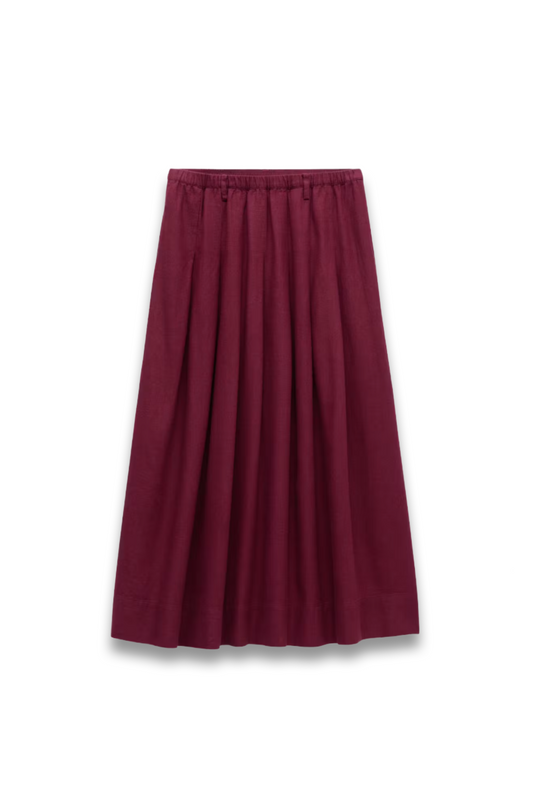 Ivy Pleated Linen Blend Midi Skirt