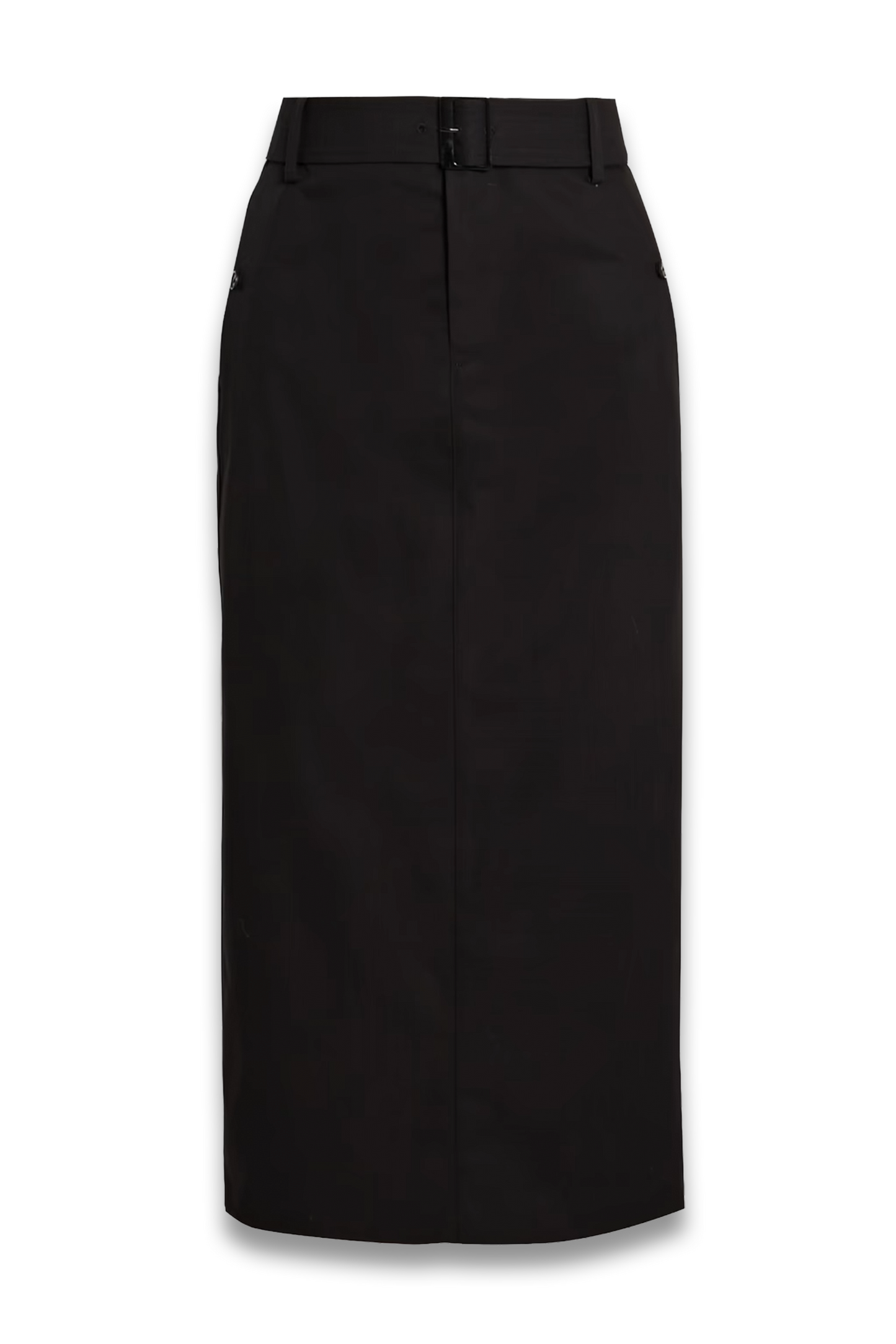 Belted Cotton-twill Midi Skirt