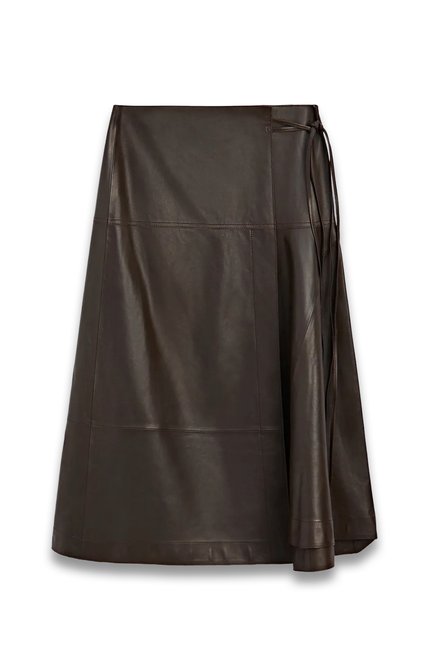 Nappa Leather Midi Skirt With Tie Detail