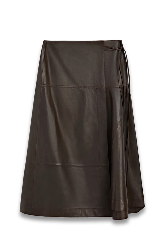 Nappa Leather Midi Skirt With Tie Detail