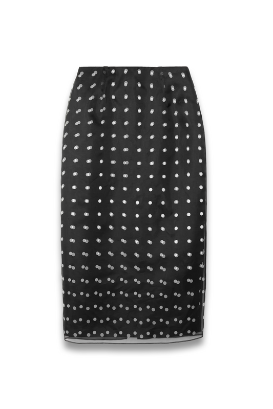 Bethan Layered Polka-dot Recycled-organza and Faille Skirt