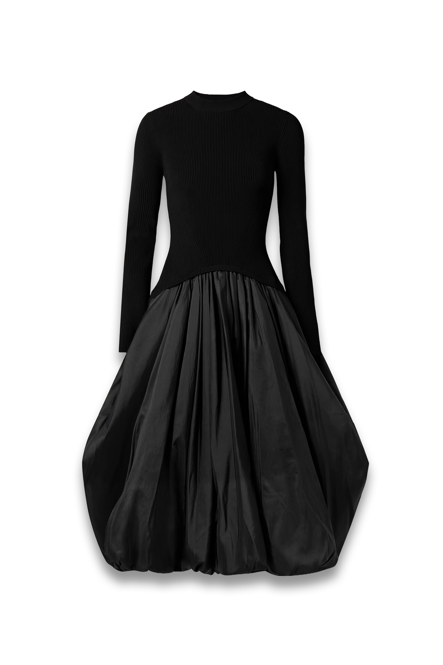 Kenlie Ribbed-knit and Taffeta Midi Dress