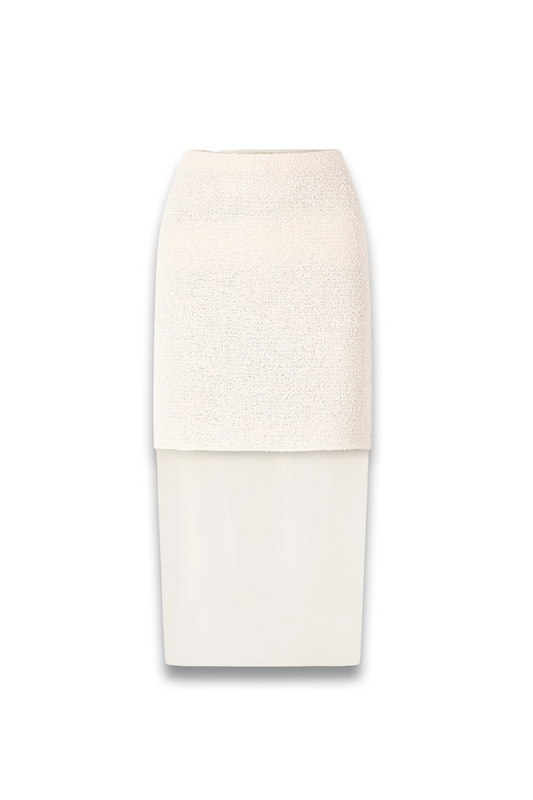 Sybil Layered Cotton-blend Bouclé and Organza Midi Skirt