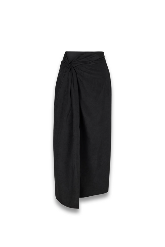 Crinkled-Satin Midi Skirt