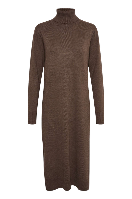 Mila Rollneck Major Brown Melange Midi Dress