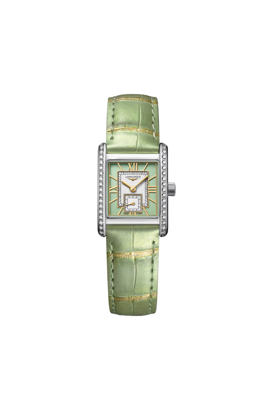 Mini Dolcevita Stainless Steel Green Alligator Strap Watch