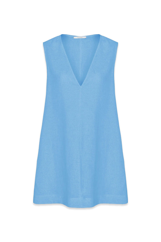 Deraya Dress Cornflower Blue Heavy Llinen