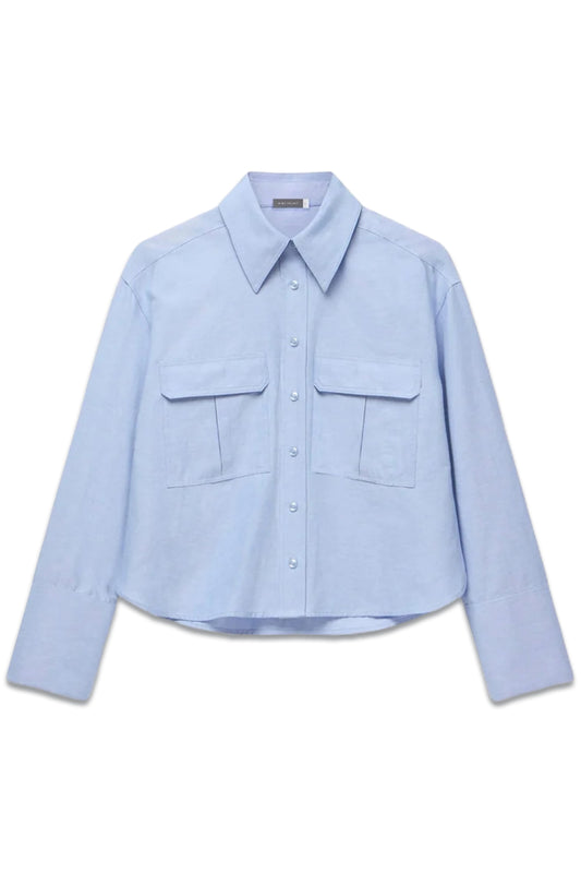 Blue Cropped Utility Shirt