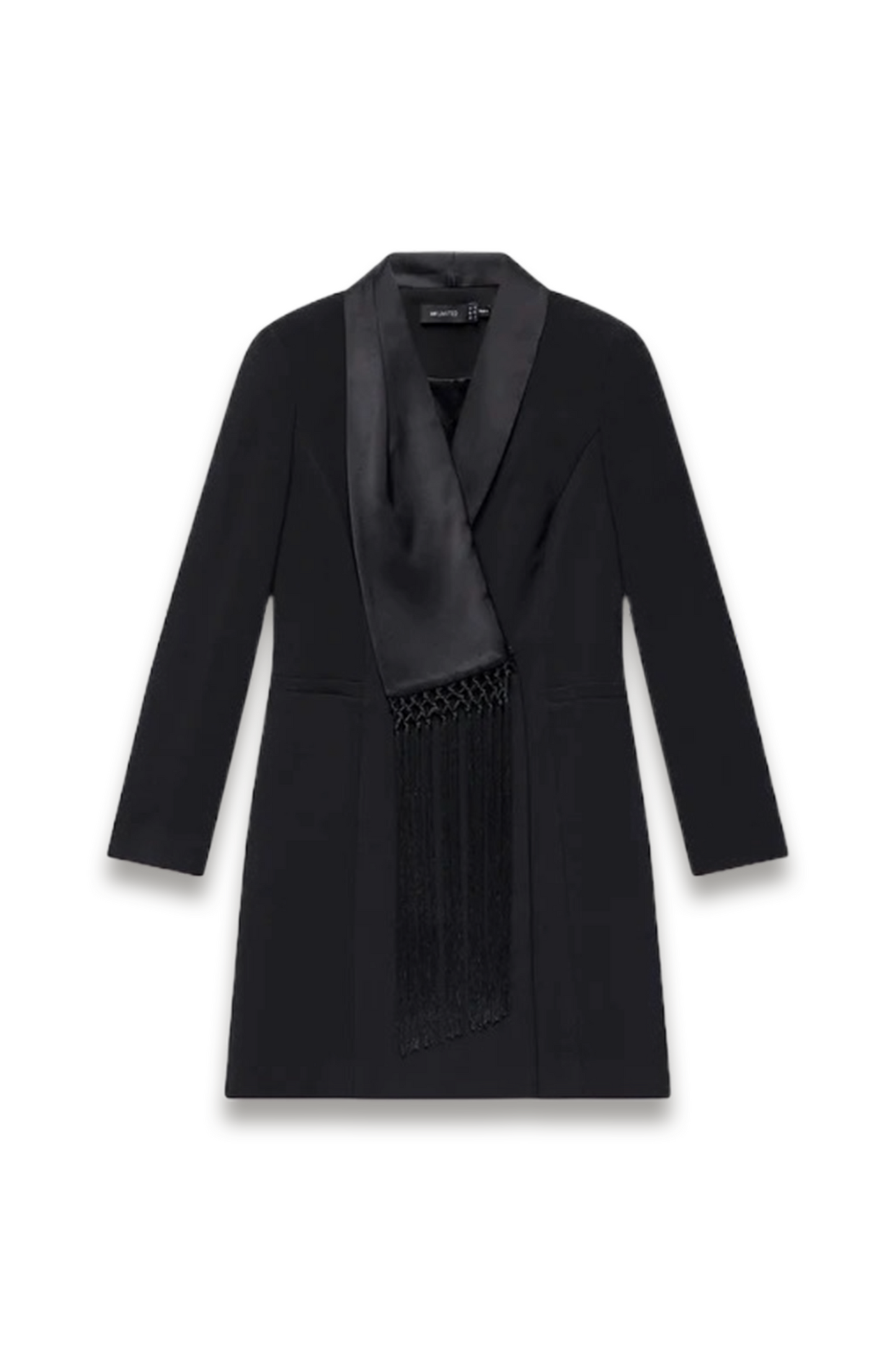 Black Blazer Fringe Detail Mini Dress
