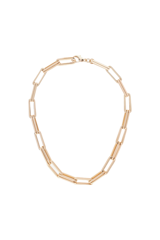 Gold Tone Square Link Necklace
