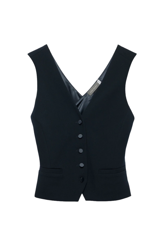 Navy Cross Back Waistcoat