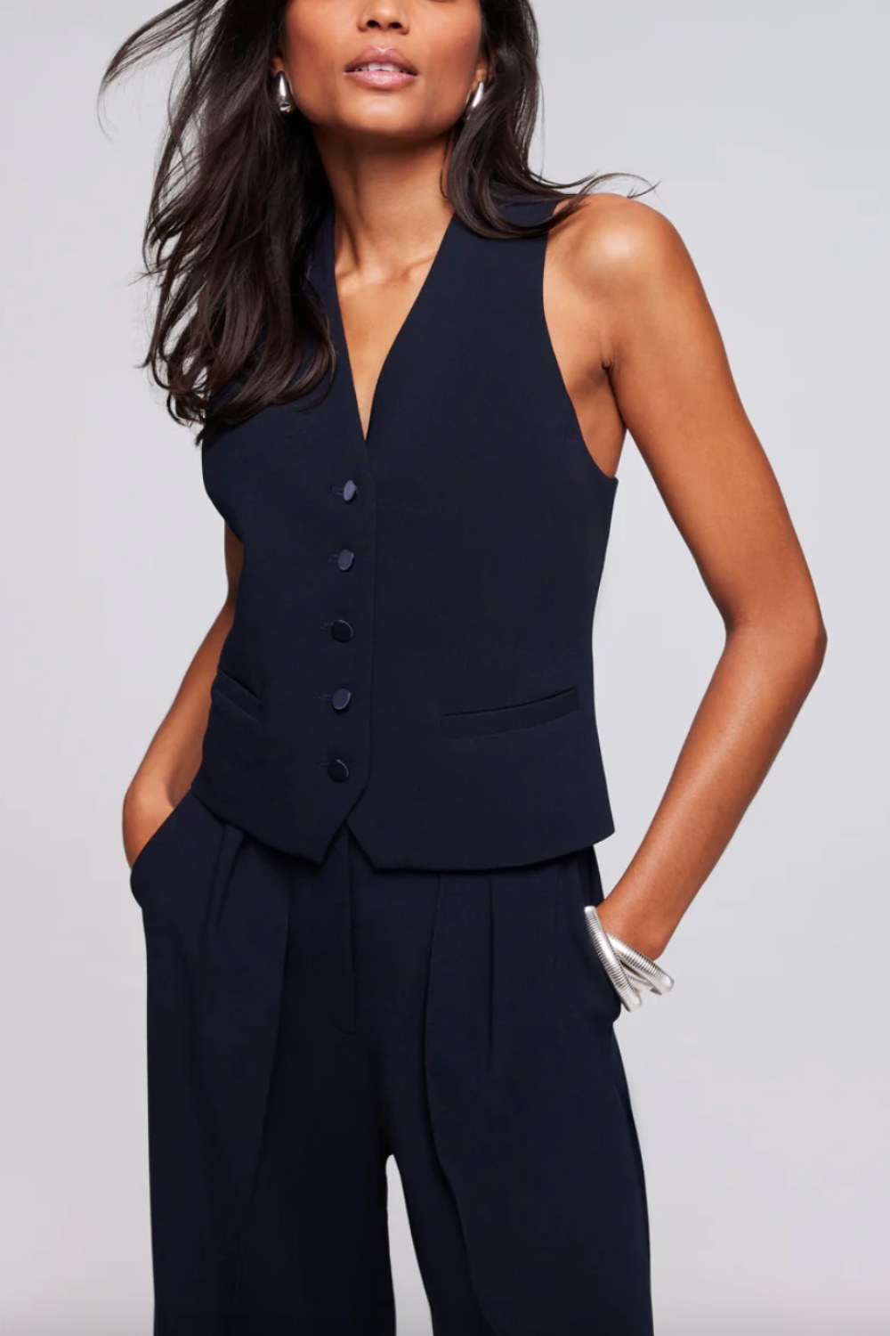 Navy Cross Back Waistcoat