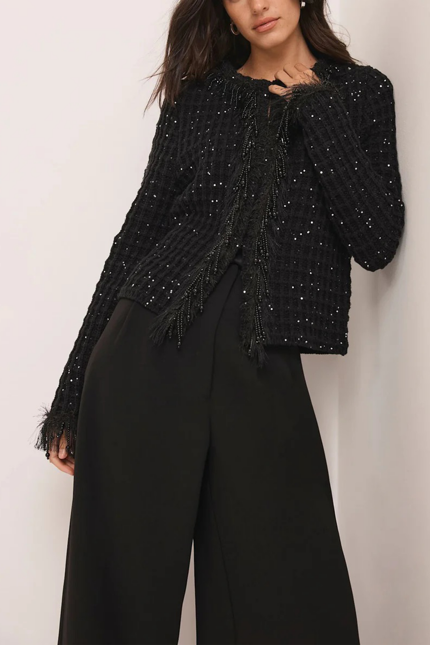 Black Sequin Embellished Jacket