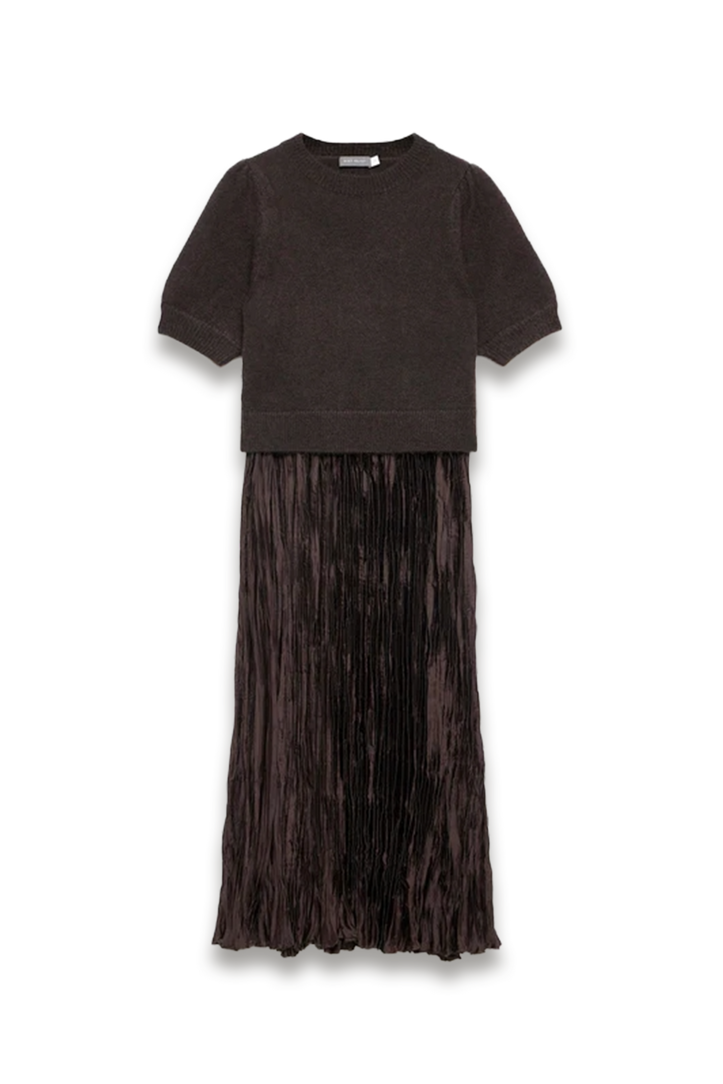 Brown Layered Jumper Midi Dress