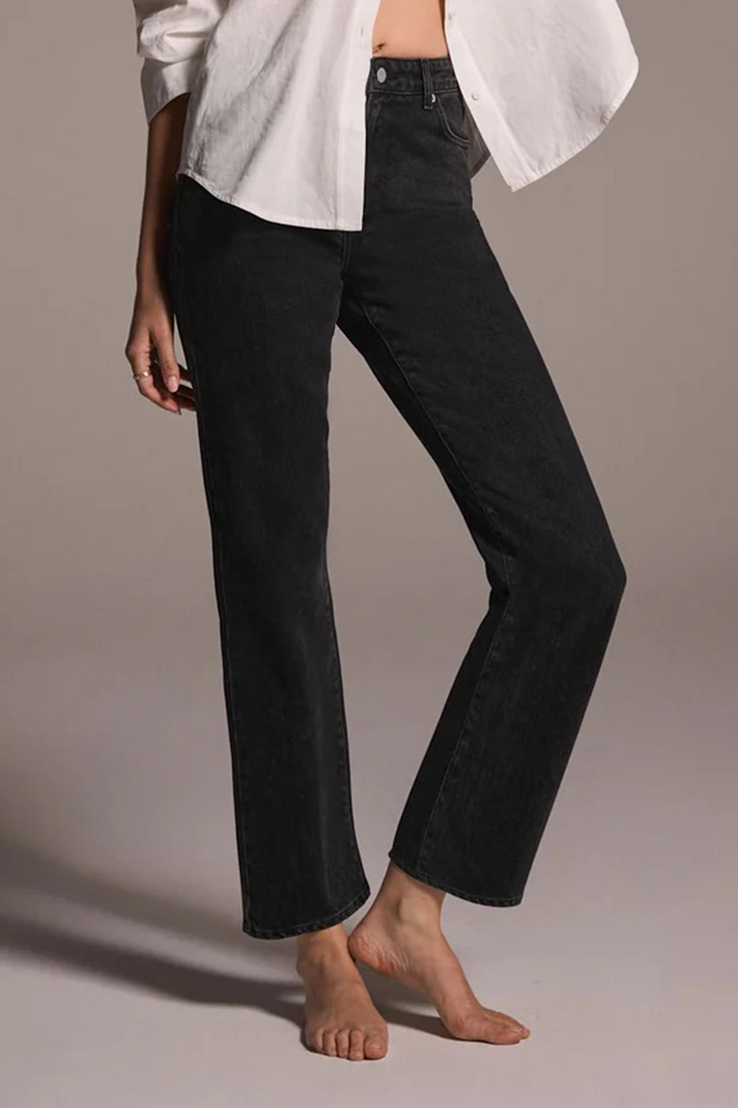 Washed Black Straight-leg Jeans