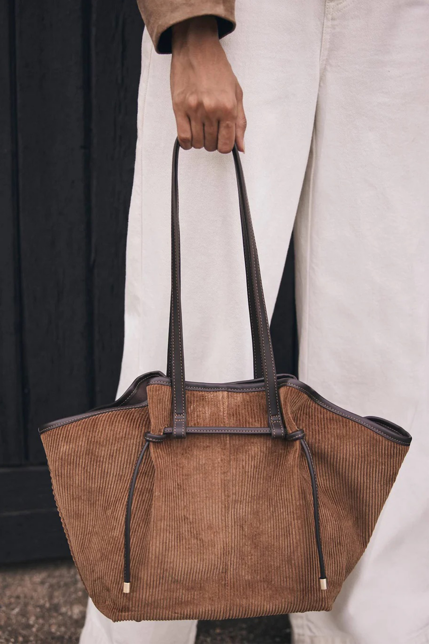 Echo Tan Corduroy Shoulder Bag