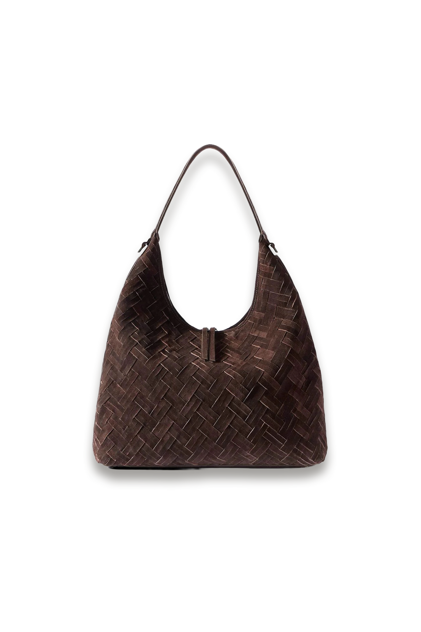 May Brown Woven Suede Shoulder Bag
