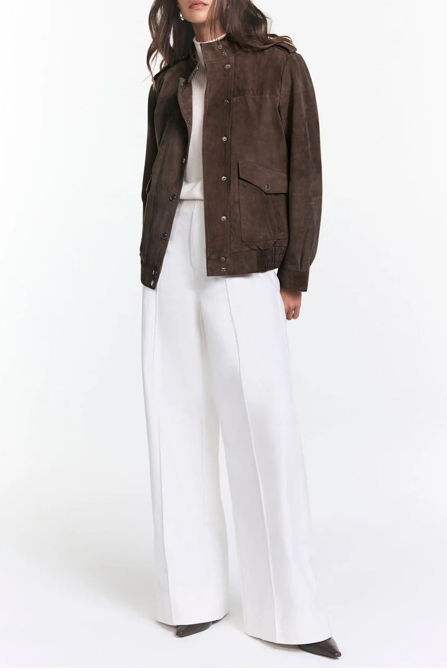 Brown Suede Bomber Jacket