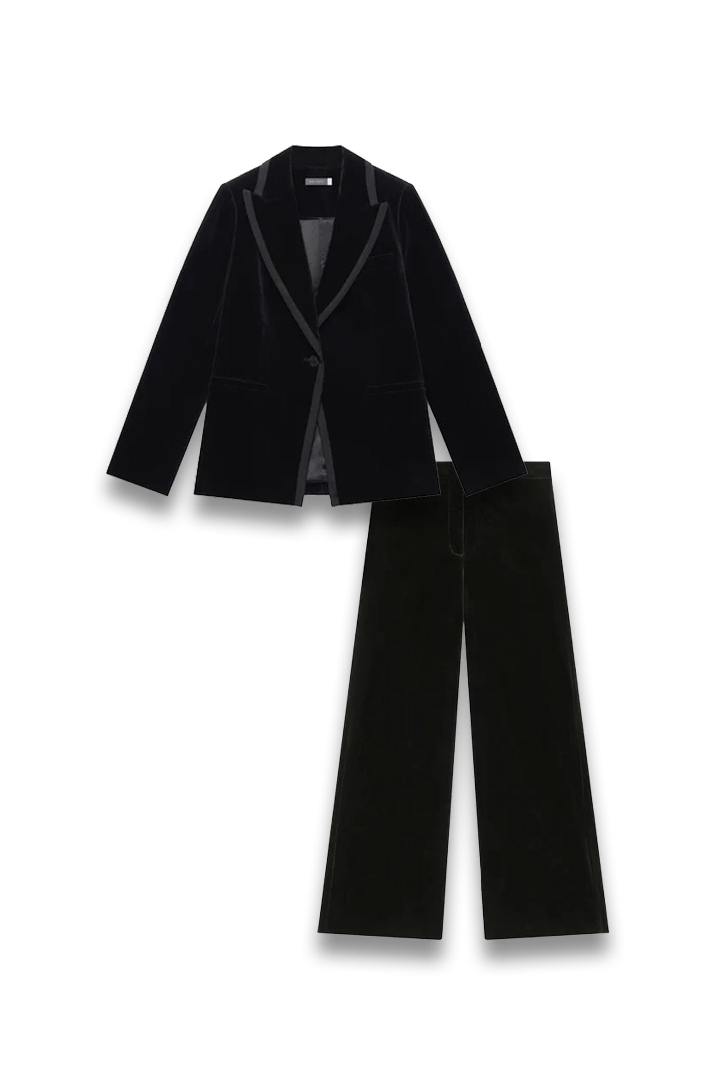 Black Velvet Satin Trim Tux Blazer and Trousers