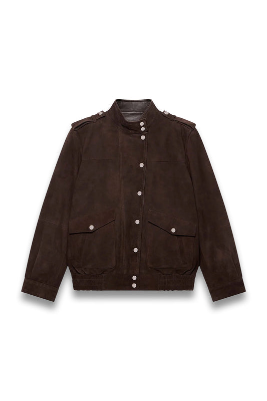Brown Suede Bomber Jacket
