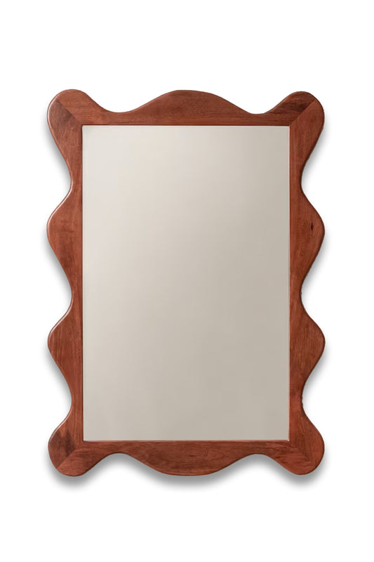 Wavy Wooden Mirror