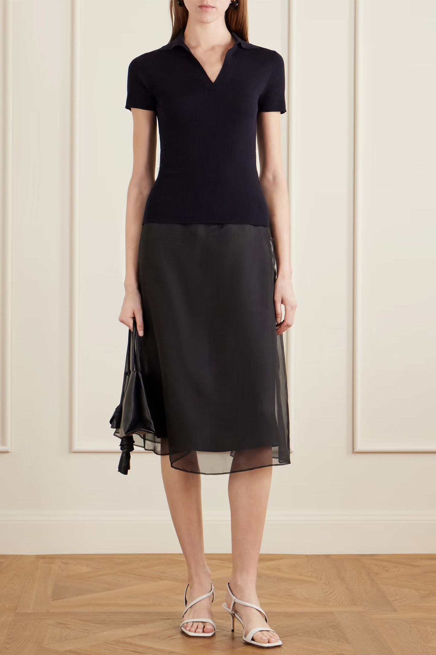 Corolla silk-crêpe de chine midi skirt