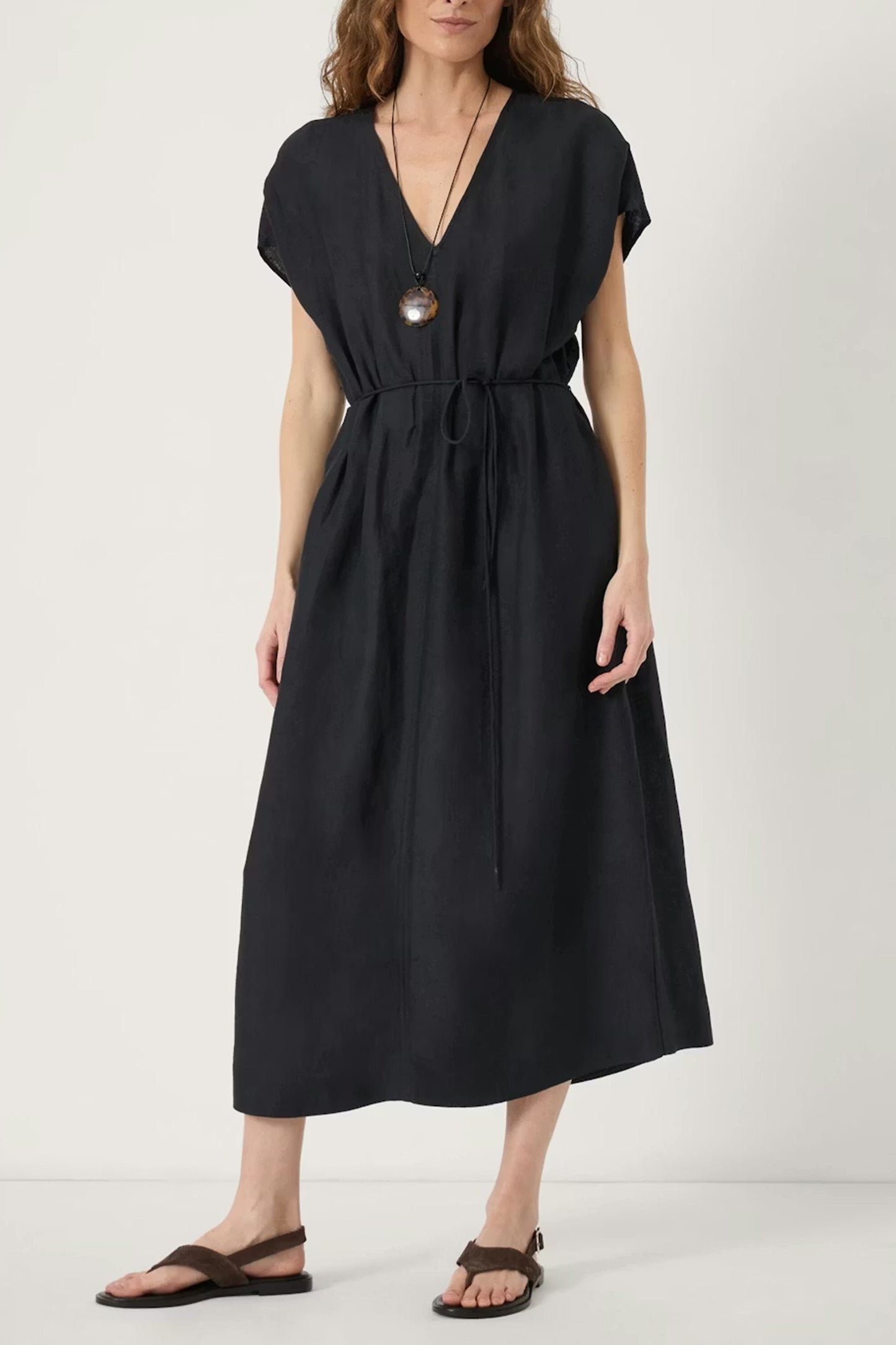 Remy Pleated Linen-blend Midi Dress
