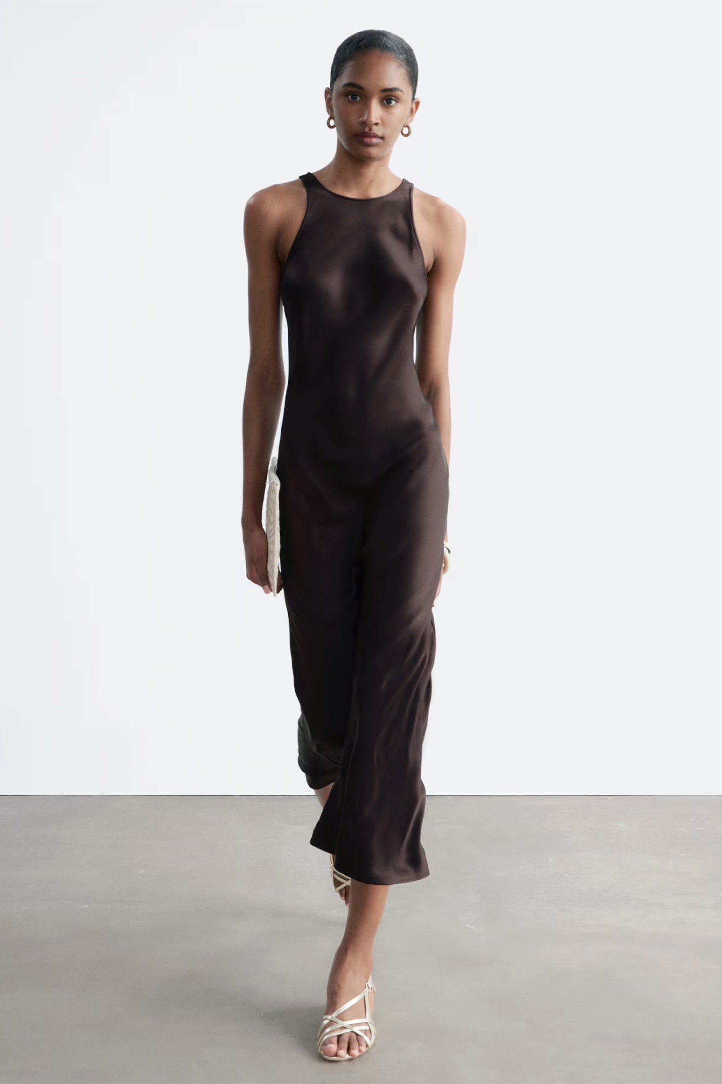 Sleeveless Satin Midi Dress