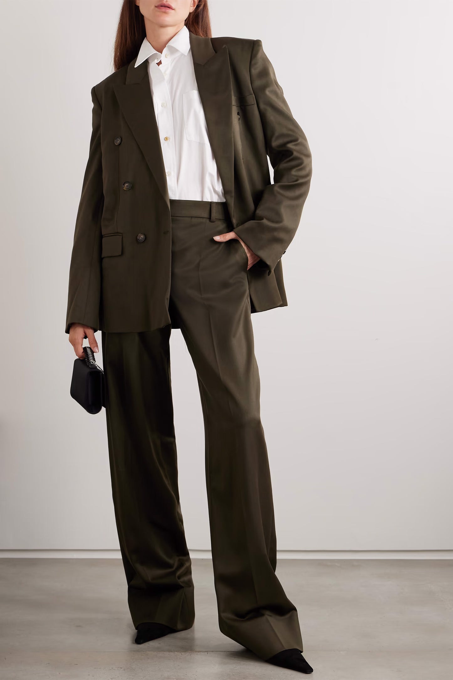 Double-breasted Wool-crepe Blazer and Wide Leg Trousers