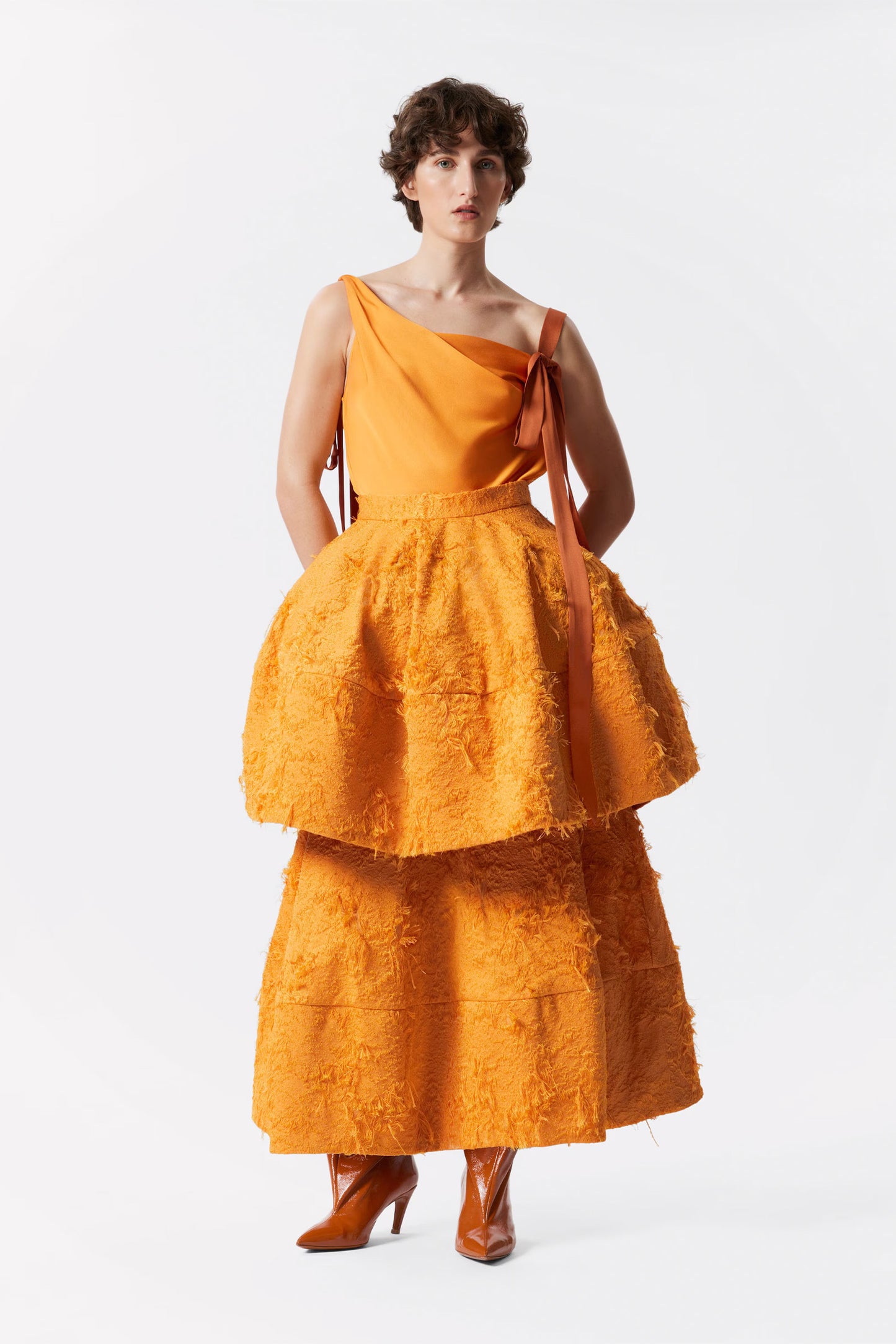 Voluminous Ruffle Midi Skirt