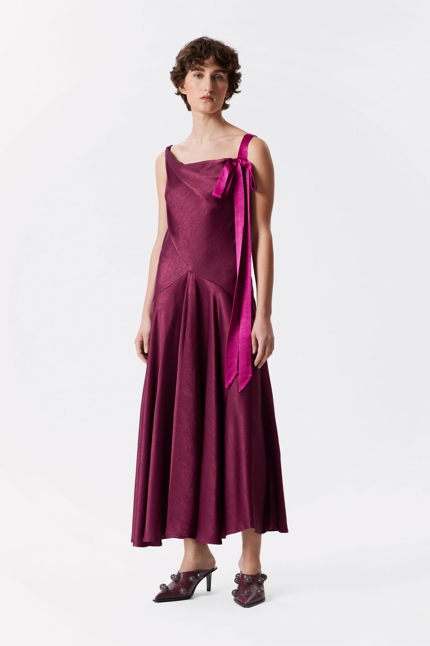 Ribbon-Detail Slip Maxi Dress
