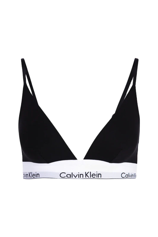 Modern Cotton Unlined Triangle Bralette in Black