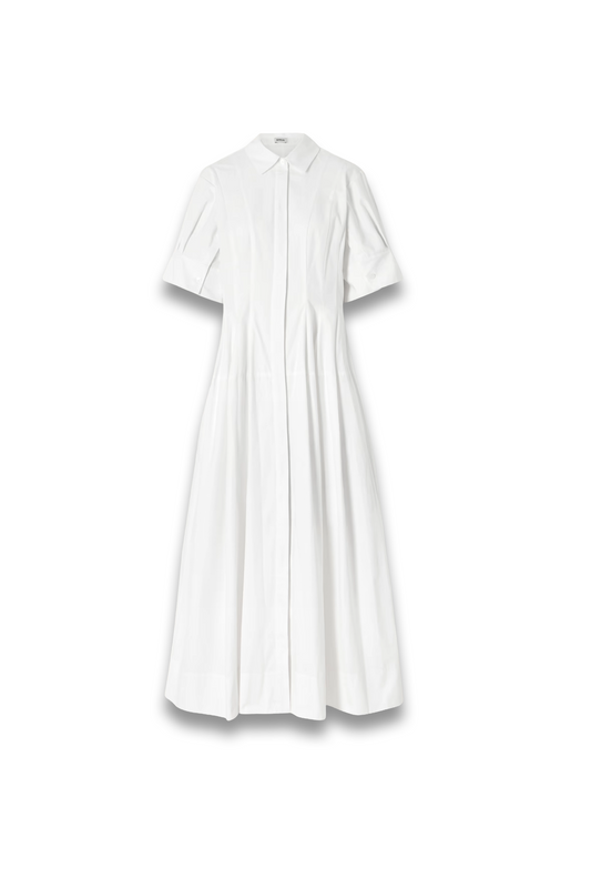 Mollie Pleated Cotton-Poplin Midi Shirt Dress