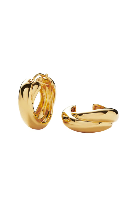 Lucy Williams Gold Chunky Entwine Medium Hoop Earrings