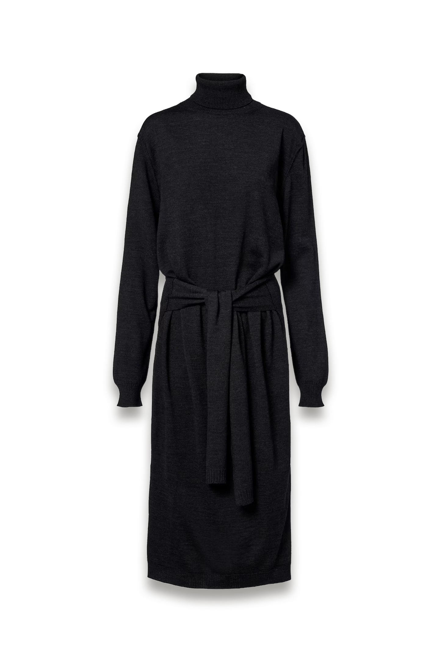 Turtleneck Wool-Blend Midi Dress