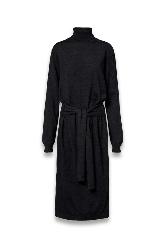 Turtleneck Wool-Blend Midi Dress