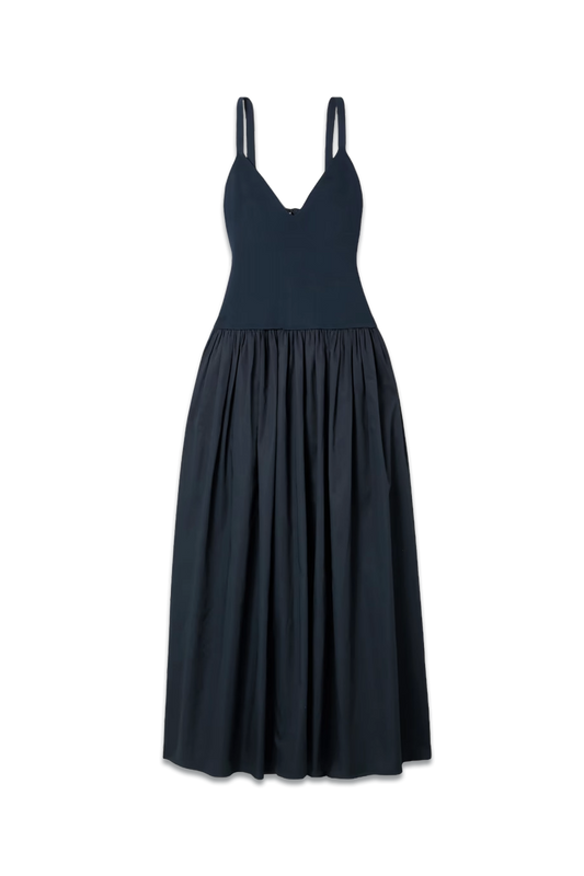 Stretch-knit Cotton-poplin Midi Dress
